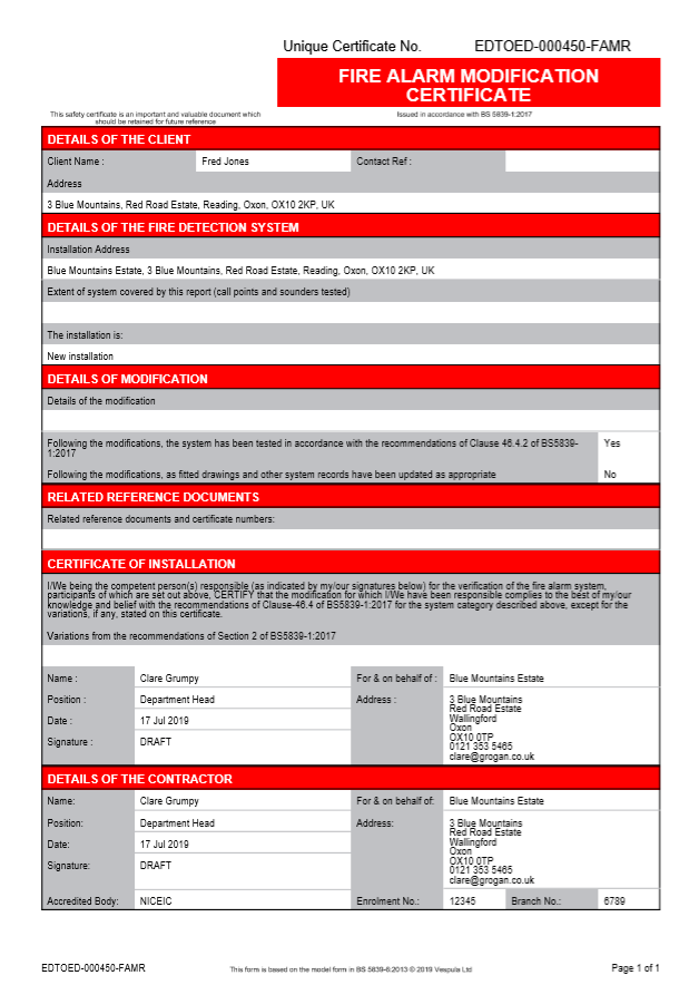 Fire Alarm Certificate Cost